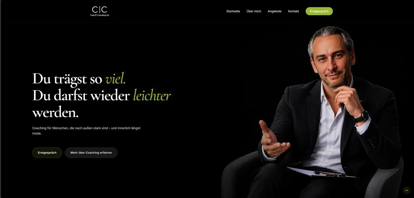 Ausschnitt der CubeX-Website mit der Startseiten-Headline